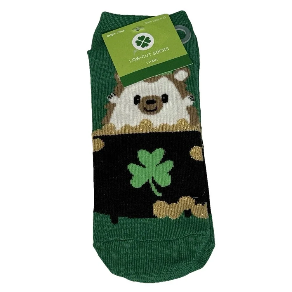 Set of 2 St Patrick’s Day Low Cut Gradient Shamrock Green Socks For Women NEW!